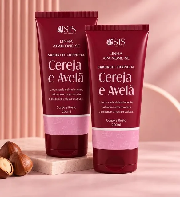 Linha de sabonetes corporais Cereja e Avelã da Beauty V Premium